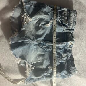 Distressed Light Blue Denim Shorts
